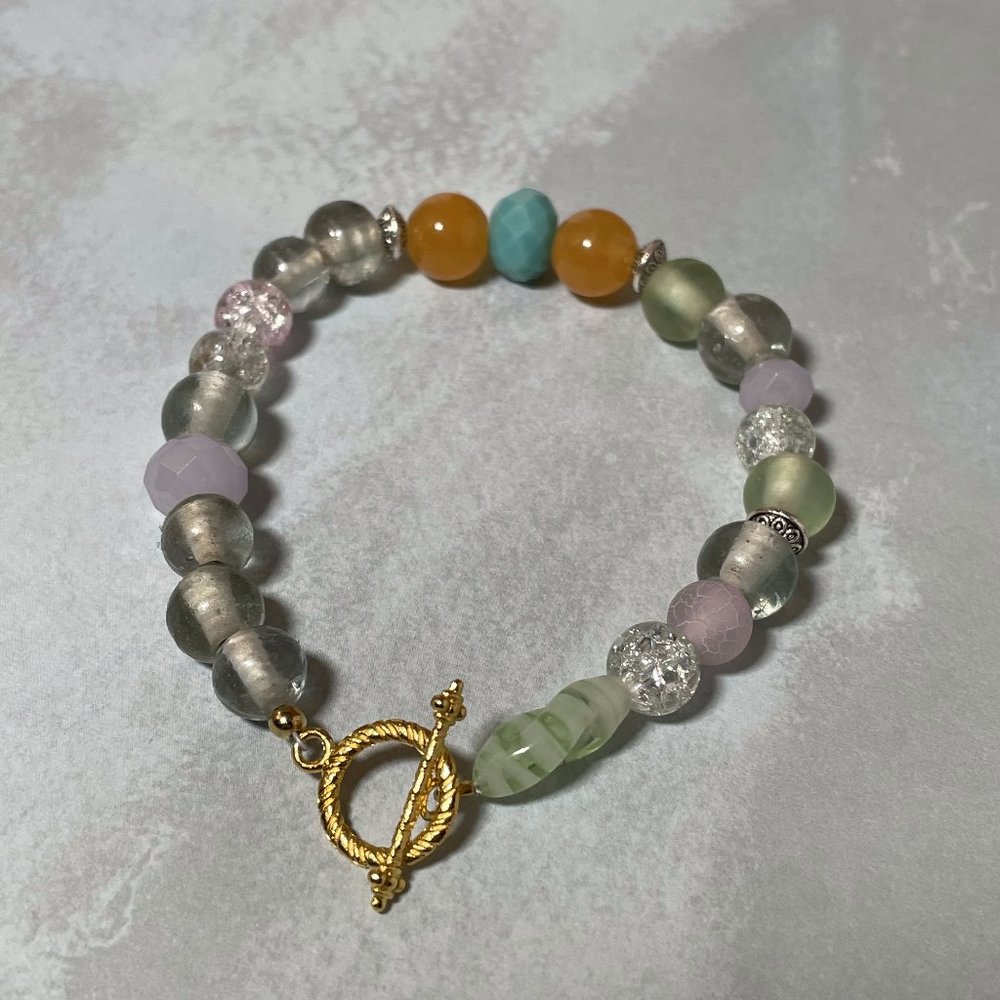 Artisan Glass Beaded Bracelet 7” L NEW